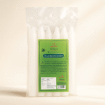 Clear bag of small, white 7 day prayer candle size votives.