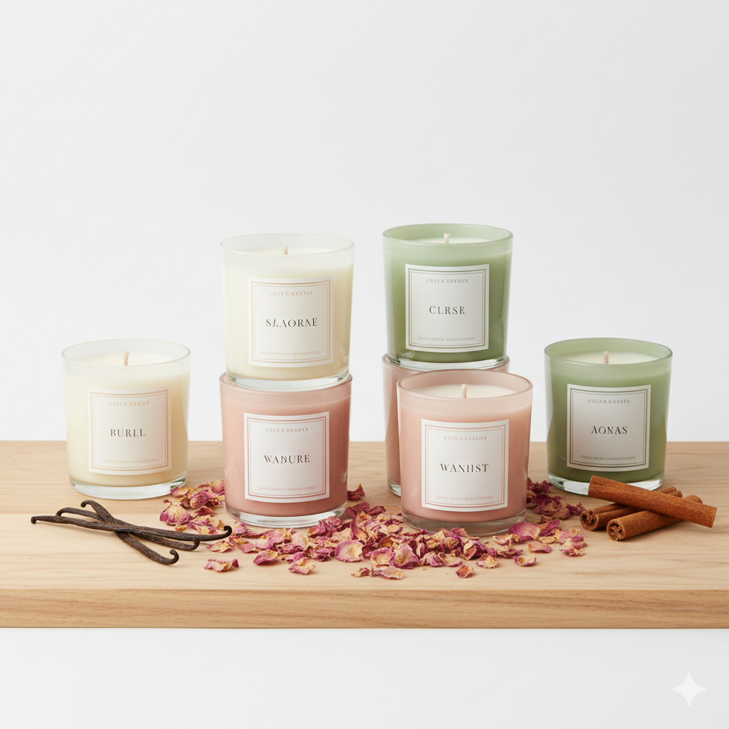 Alt: Custom scented candle jars in wholesale packaging from private label candle supplier India