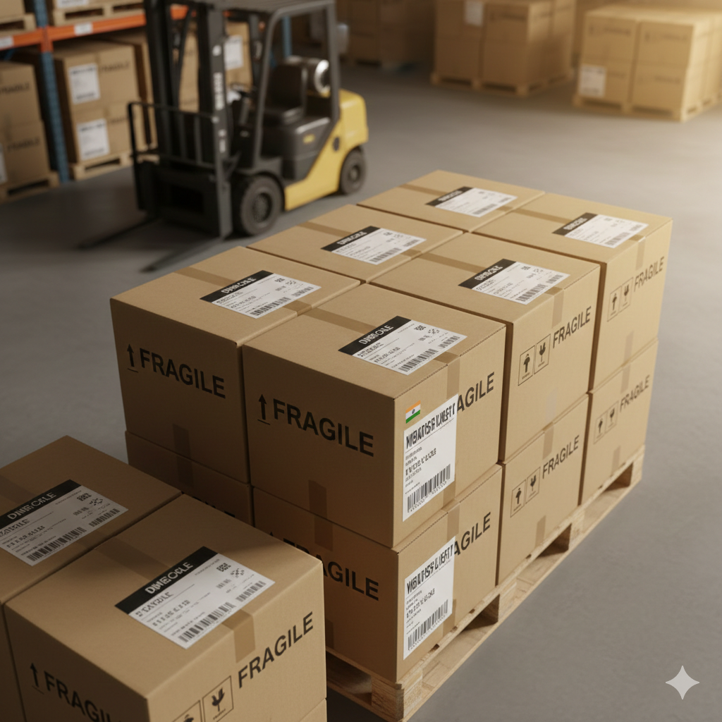 Export packaging of candles from India being shipped to UK USA and Europe in bulk