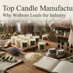 Top candle manufacturers — premium glass jar candles being hand-poured at Welburn Candles manufacturing facility with soy wax and natural ingredients