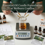 Essential oil candle formulation and therapeutic blend development at Welburn Candles aromatherapy manufacturing
