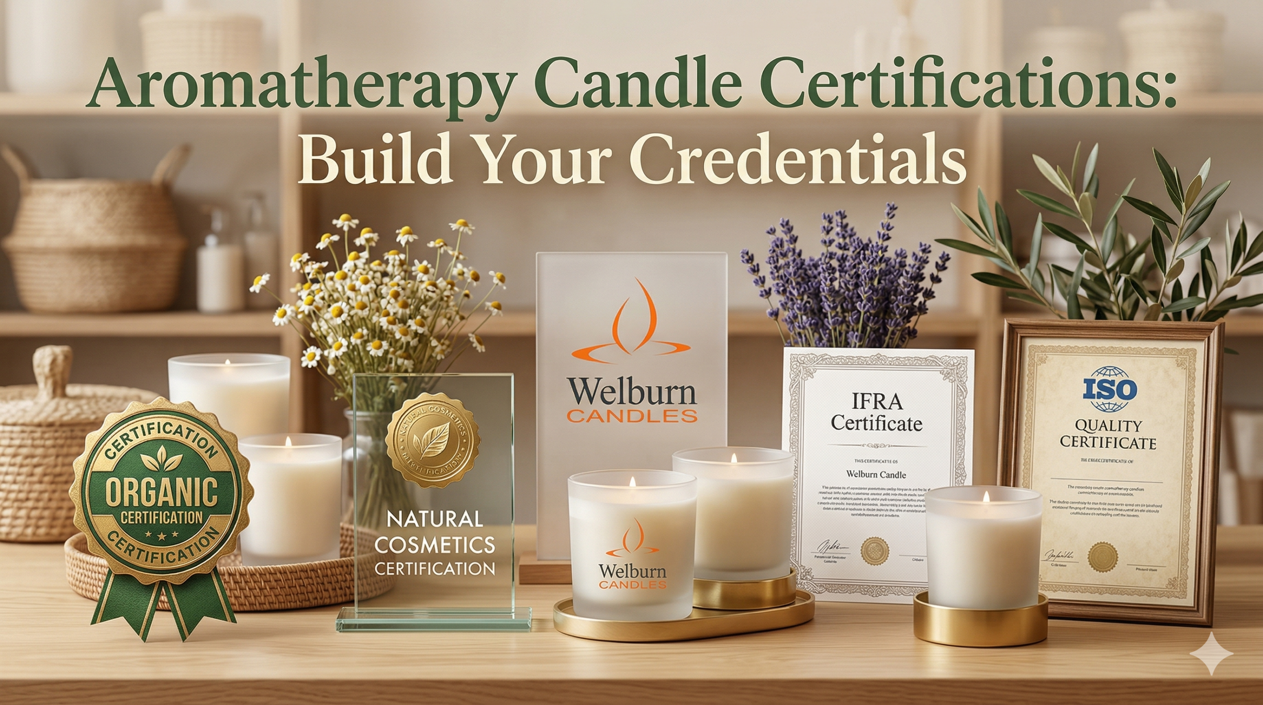 Aromatherapy candle certification guide — organic, natural, and wellness credentials from Welburn Candles manufacturing