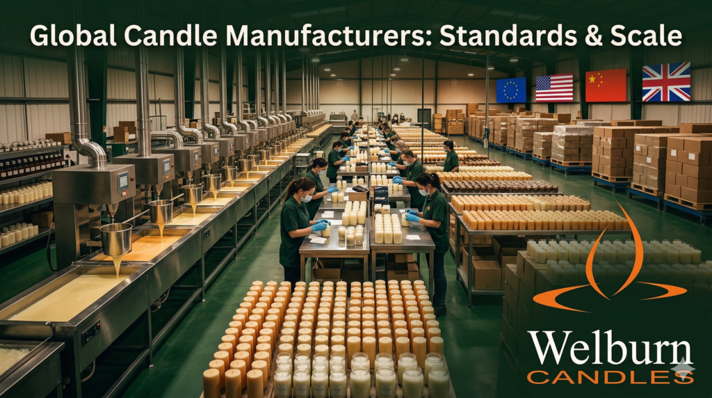 Professional candle manufacturing facility with global export candles — Welburn Candles, India