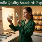 Jar candle quality testing and burn performance standards at Welburn Candles manufacturing facility