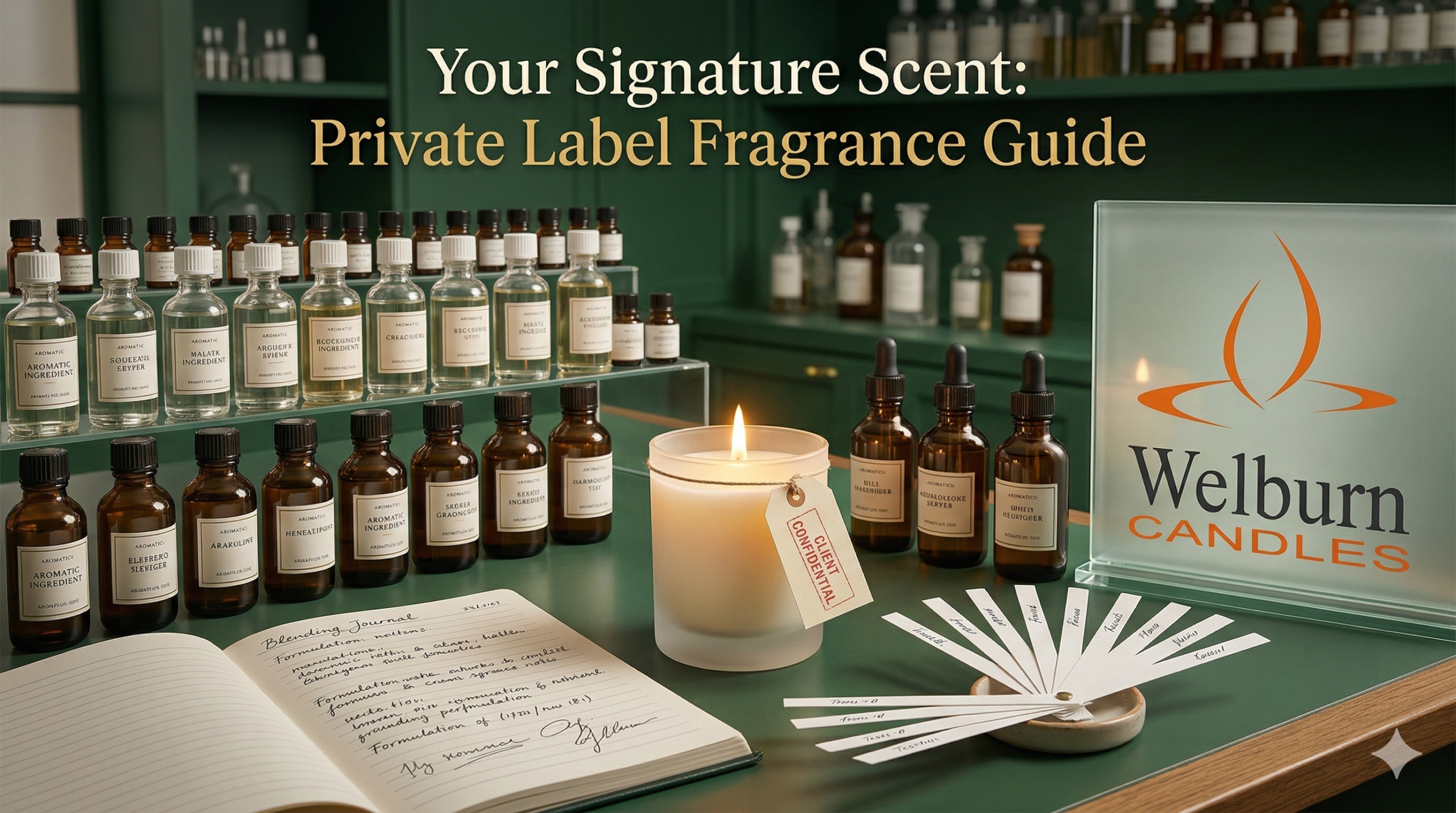 Private label candle fragrance development at Welburn Candles — creating exclusive signature scent formulations