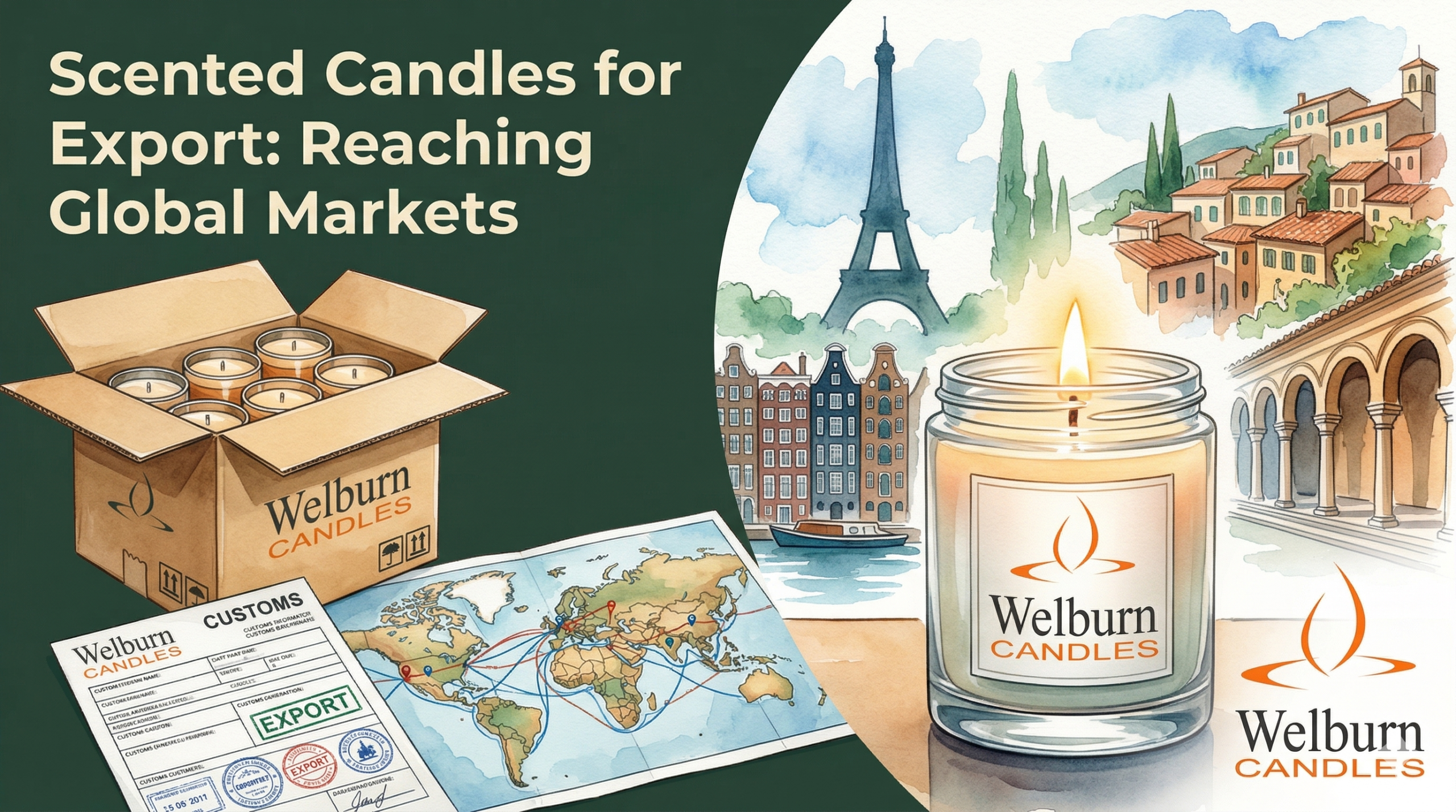 Scented candle export from India to European and global markets — Welburn Candles manufacturing and compliance