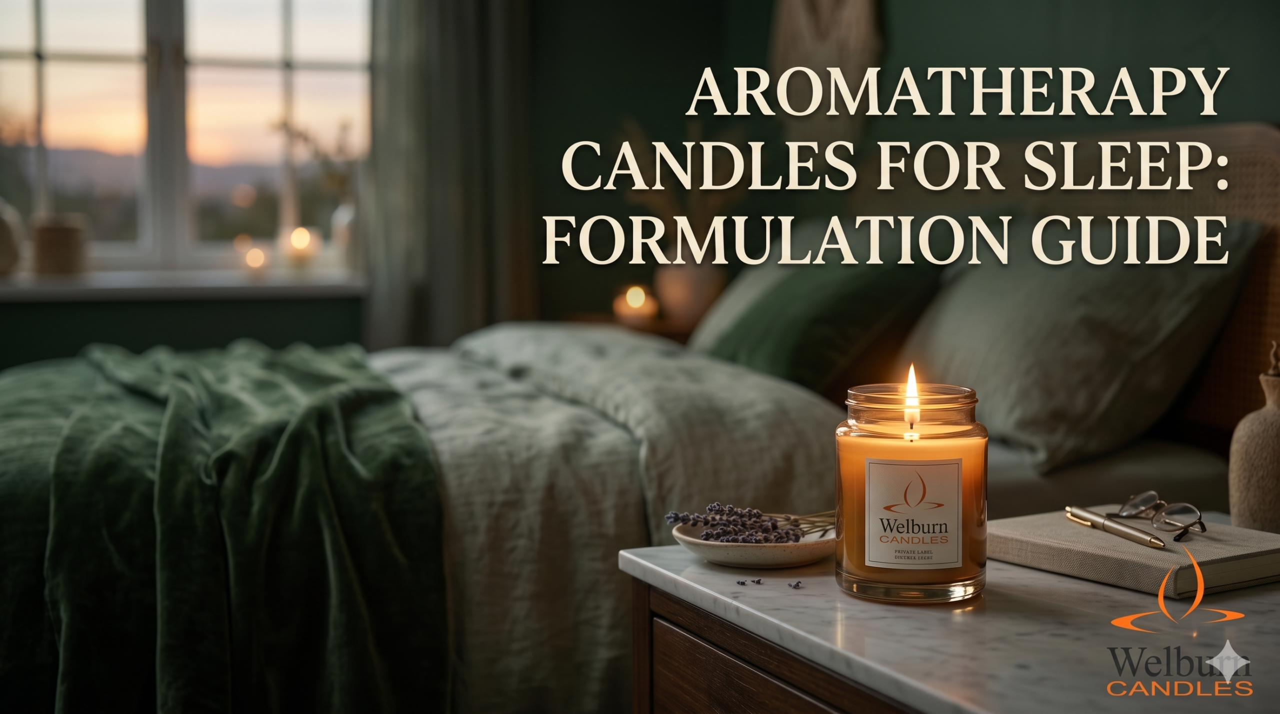 Aromatherapy candles for sleep wellness — lavender and chamomile essential oil formulations from Welburn Candles manufacturer
