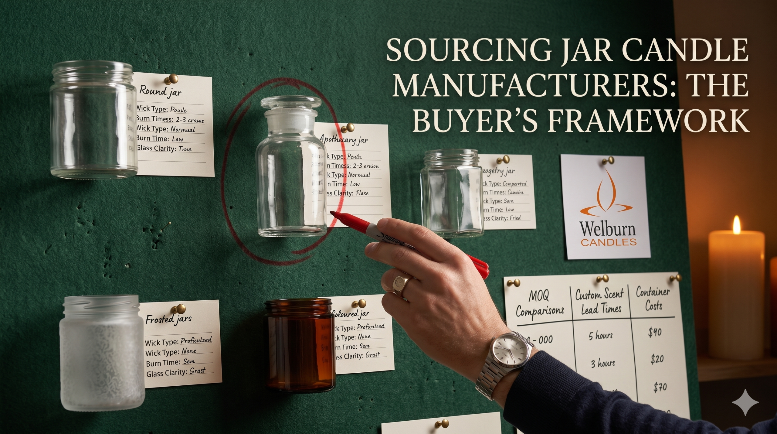 Jar candle manufacturer sourcing framework — comparing vessel types and quality standards from Welburn Candles India