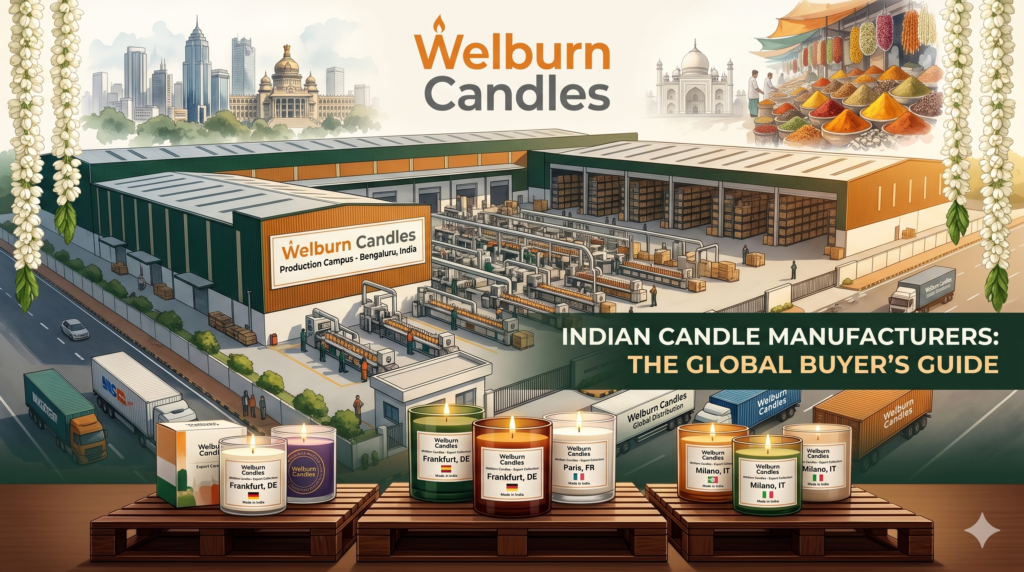 Indian candle manufacturer Welburn Candles — premium production facility in Bangalore exporting to Europe, USA, and Middle East