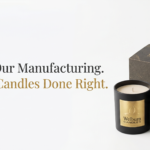 Private label candles manufacturers complete guide — branded matte black candle jars with gold labels — Welburn Candles India
