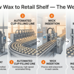 Step-by-step tealight candle bulk manufacture process from raw wax to retail packaging — Welburn Candles India