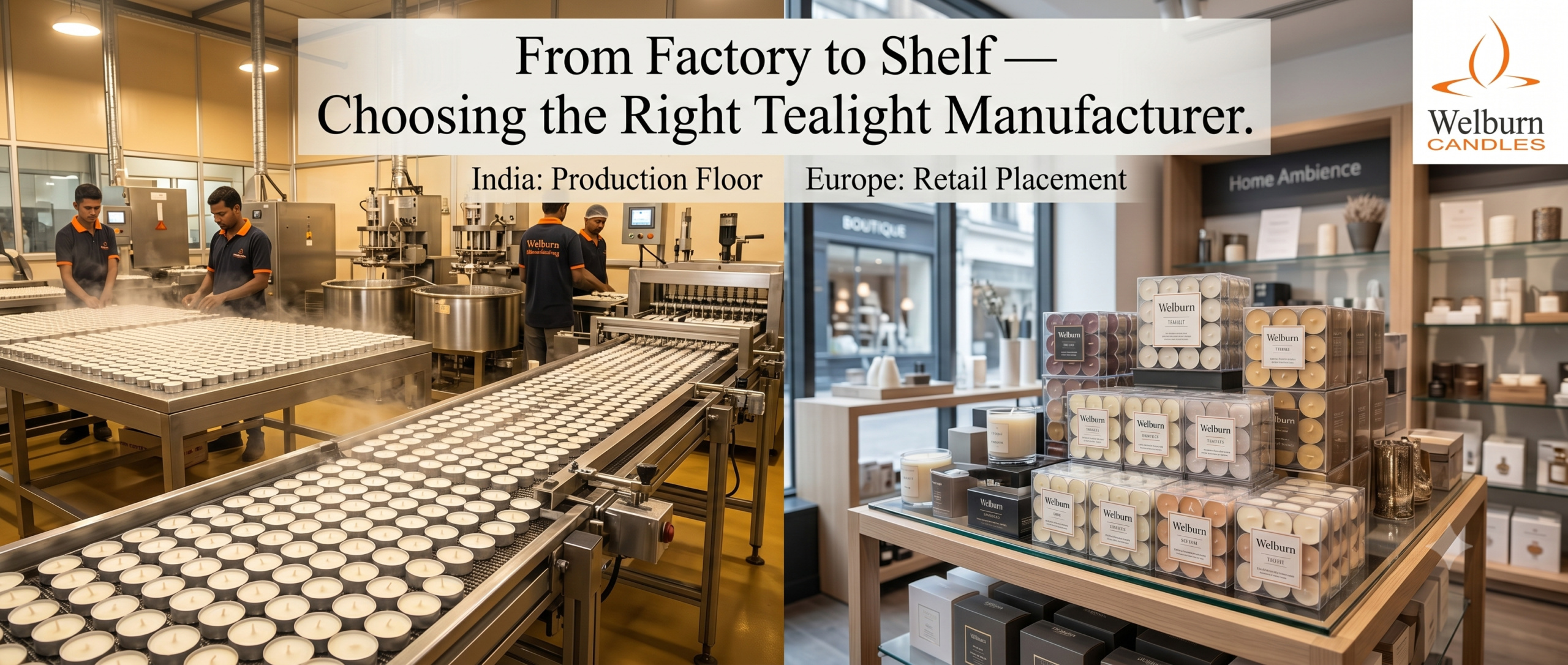 Tealight candle manufacturers guide — production floor to retail shelf comparison for US and EU buyers — Welburn Candles India