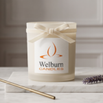 Elegant private label candle styled for the French retail market