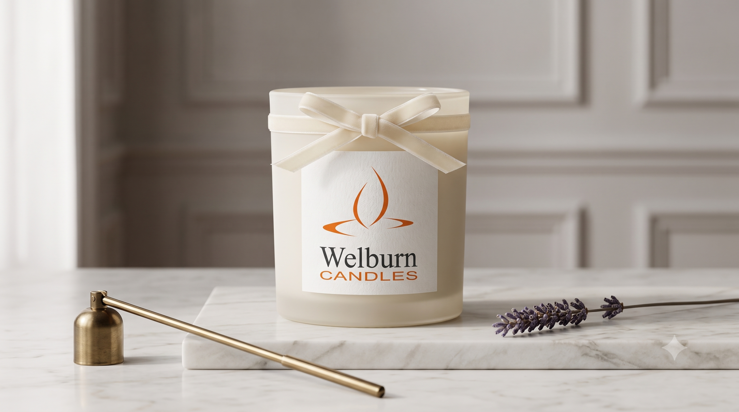 Elegant private label candle styled for the French retail market